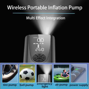 BigbugPro Wireless Portable Tire Air Compressor For Car - Upgrade Multiple Modes 22000mAh Tire Inflator 150 PSI High-Speed Inflation Pump Digital Air Compressor Tire Inflator Emergency Light-Black