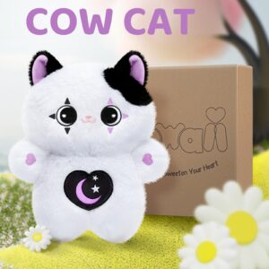 Mewaii Cat Cow Plush Toys, Kawaii Cow Stuffed Animals Squishy Doll, Cute Cat Plushie Pillow, Home Decor Plush Throw Pillow Gifts for Kids (10 Inches)