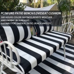 Pcinfuns Outdoor Bench Cushions,54 x 18 x 3 Inch Patio Furniture Water-Resistant Chair Cushion,Loveseat Garden Sofa Settee Couch Swing Pads with Handle and Adjustable Straps,Black White