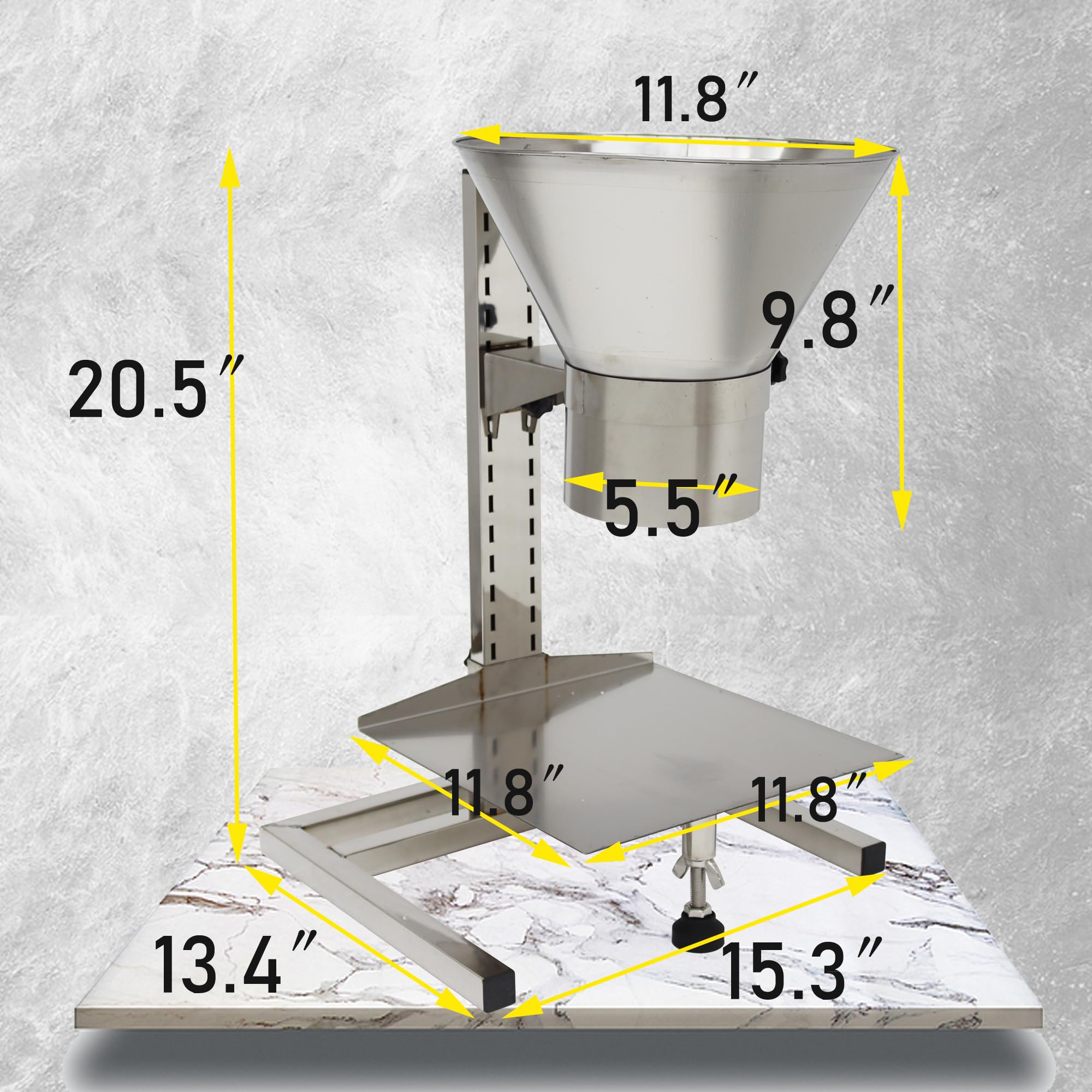 HQHAOTWU Stainless Steel Funnels ​with Support Stand Dispensing Funnel Stainless Steel Feeding Hopper for Powder Paste Liquid and Granule 5.5 in