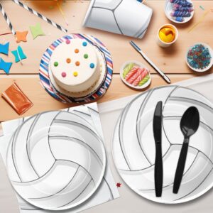 Xenorik Volleyball Party Decorations Tableware - Volleyball Birthday Plates And Napkins Party Supplies, Paper Plate, Cup, Napkin, Fork, Sports Volleyball Baby Shower Decorations Dinnerware | Serve 24