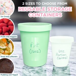 KOYAIRE Pint Ice Cream Containers for Homemade Ice Cream (16oz. Each / 4 Pack), Airtight, Reusable Freezer Storage Containers with Lids - Set of 4