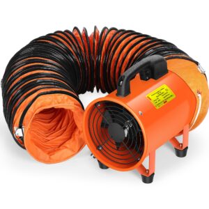 rengue 8 inches utility blower/exhaust with 16.4 ft hose fan, 3300 r/min high velocity low noise extraction and ventilation fan with duct hose