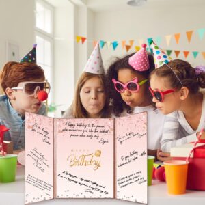 Crenics Rose Gold Happy Birthday Decorations, Creative Birthday Guest Sign in Book Alternative, Birthday Signature Book 18" x 12", Great Birthday Gifts for Women or Girls