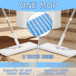 Premium Replacement Microfiber Pad for Universal Mop Head System - Heavy Duty - 4 Pack Wet & Dry Commercial Cleaning Refills Reusable Mop Refills Fit for Most Microfiber Flat Mop System 18"