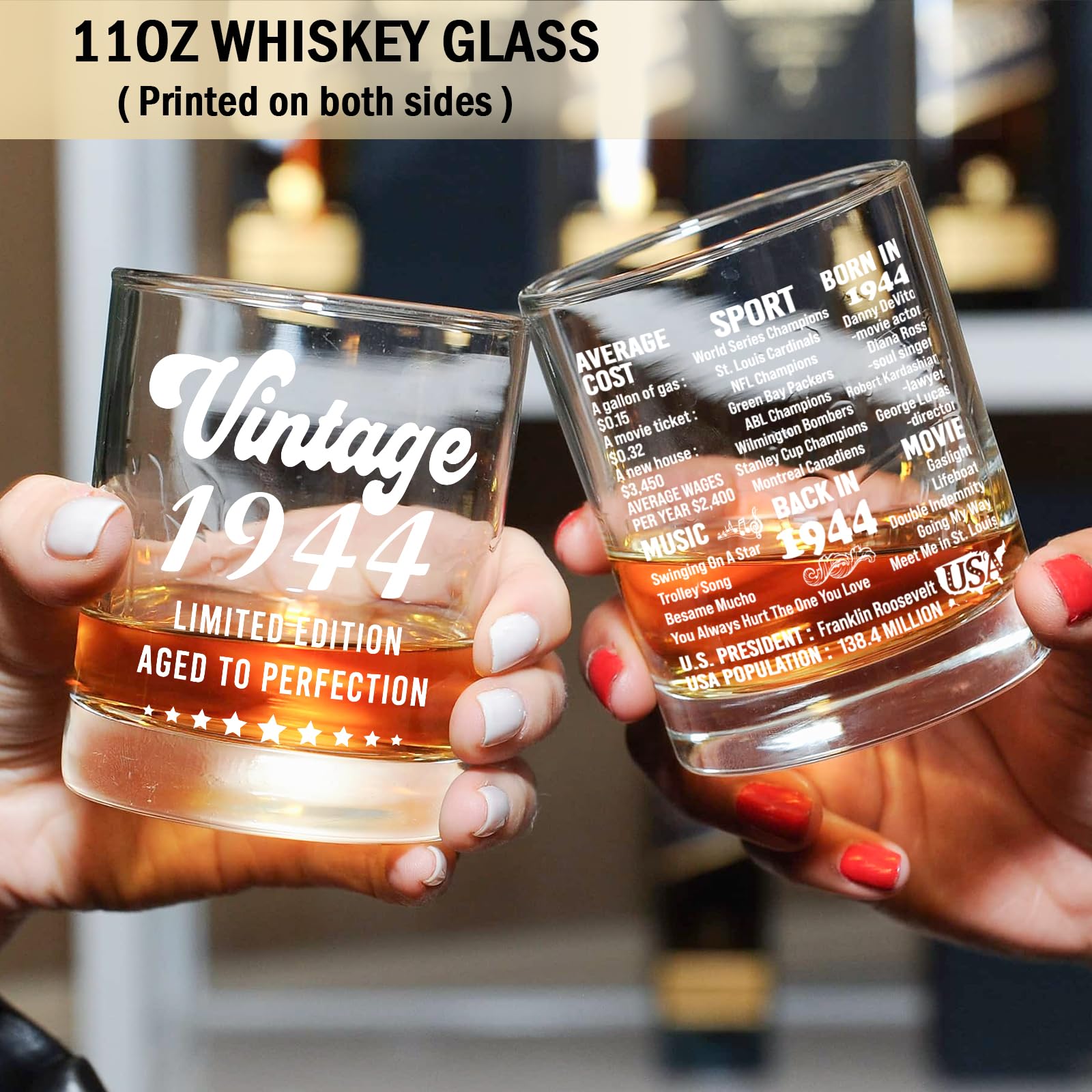 LEJIAJINW 80th Birthday Gifts for Men - 80th Whiskey Birthday Decorations Men - 80 Year Old Gifts for Men - 80th Bday Gifts Ideas for Men Dad Husband Friends - Whiskey Glasses Set Gifts for Men