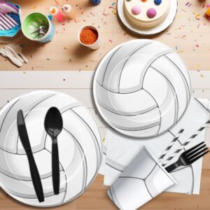 Xenorik Volleyball Party Decorations Tableware - Volleyball Birthday Plates And Napkins Party Supplies, Paper Plate, Cup, Napkin, Fork, Sports Volleyball Baby Shower Decorations Dinnerware | Serve 24