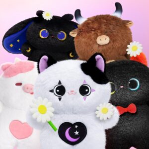 Mewaii Cat Cow Plush Toys, Kawaii Cow Stuffed Animals Squishy Doll, Cute Cat Plushie Pillow, Home Decor Plush Throw Pillow Gifts for Kids (10 Inches)