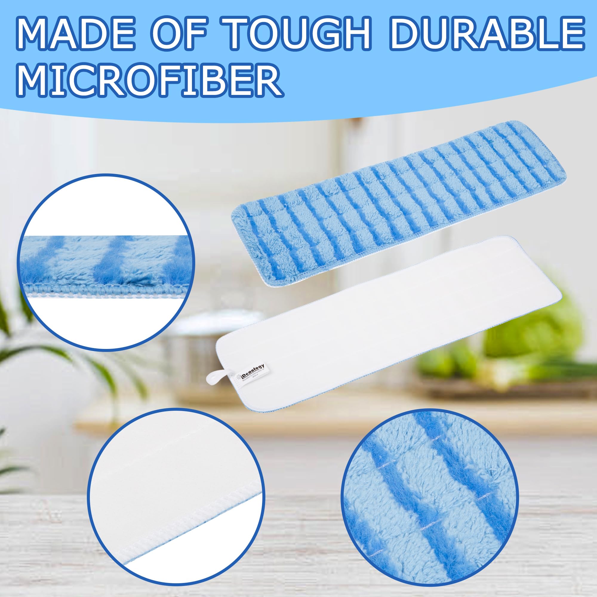 Premium Replacement Microfiber Pad for Universal Mop Head System - Heavy Duty - 4 Pack Wet & Dry Commercial Cleaning Refills Reusable Mop Refills Fit for Most Microfiber Flat Mop System 18"