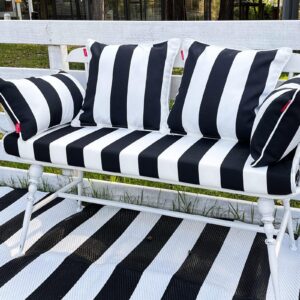 Pcinfuns Outdoor Bench Cushions,54 x 18 x 3 Inch Patio Furniture Water-Resistant Chair Cushion,Loveseat Garden Sofa Settee Couch Swing Pads with Handle and Adjustable Straps,Black White