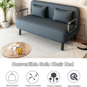 Convertible Sleeper Sofa, 55″ Tri-Folding Queen Sofa Bed with Adjustable Backrest, Velvet Comfy Loveseat Sleeper, Sleeper Sofa Bed for Adults, Modern Futon Sofa Bed for Bedroom Living Room (55in)