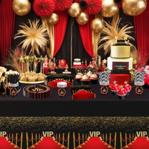 Xenorik VIP Party Decorations Tableware - Movie Star Red Carpet Birthday Party Supplies, Plate, Cup, Napkin, Tablecloth, Cutlery, Film Show VIP Pass Red Carpet Activity Prom Party Supplies | Serve 24