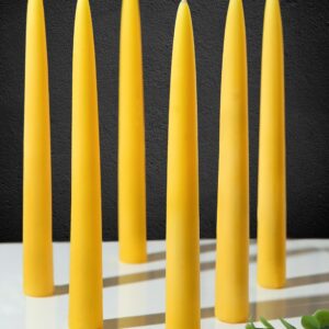 6 Packs Natural Beeswax Taper Candles- 10 inch Beeswax Candles, Smokeless and Dripless Beeswax Candles- 10 Hour Burn Time Beeswax Candlesticks- for Christmas Home Decor Air Purification Spa Relaxation