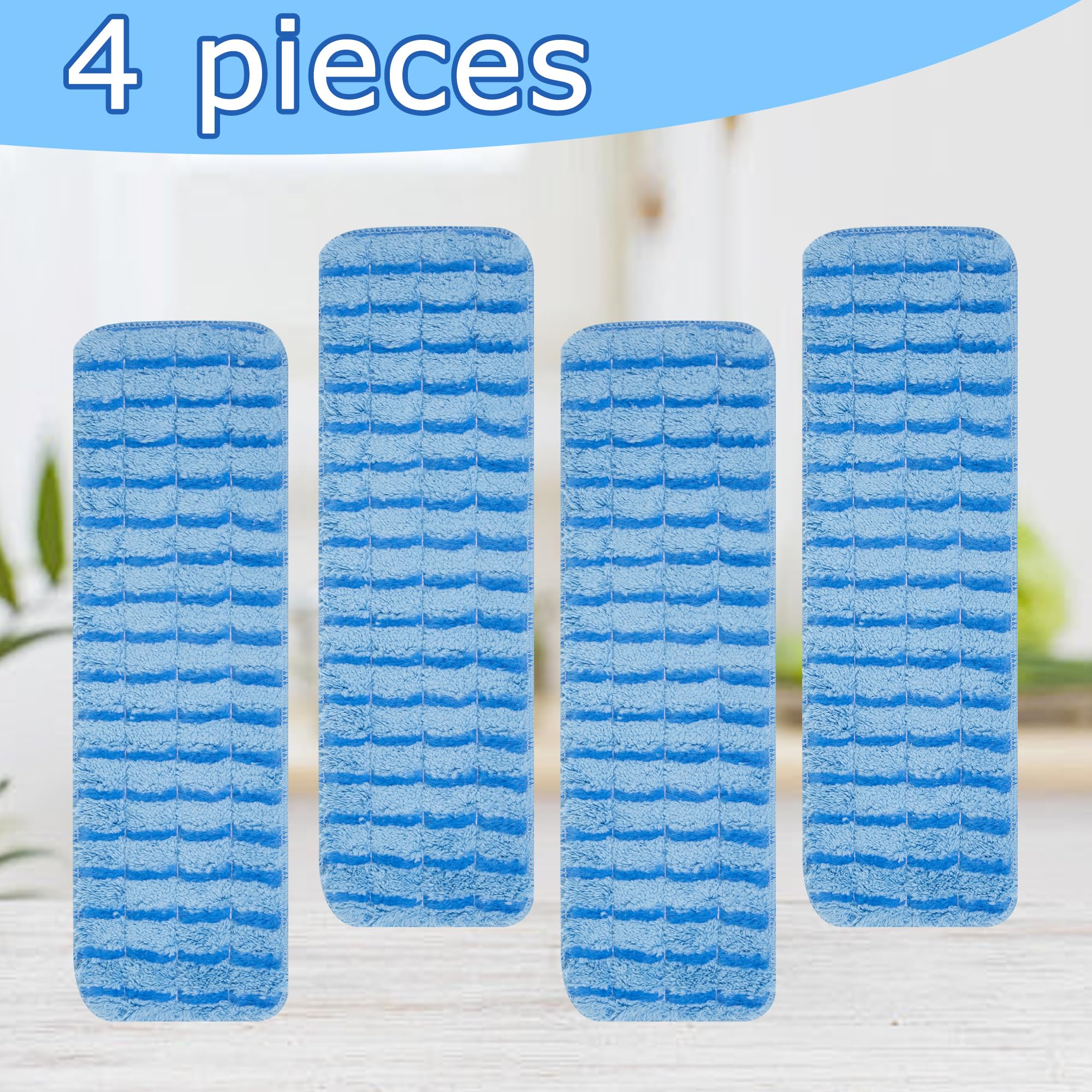 Premium Replacement Microfiber Pad for Universal Mop Head System - Heavy Duty - 4 Pack Wet & Dry Commercial Cleaning Refills Reusable Mop Refills Fit for Most Microfiber Flat Mop System 18"