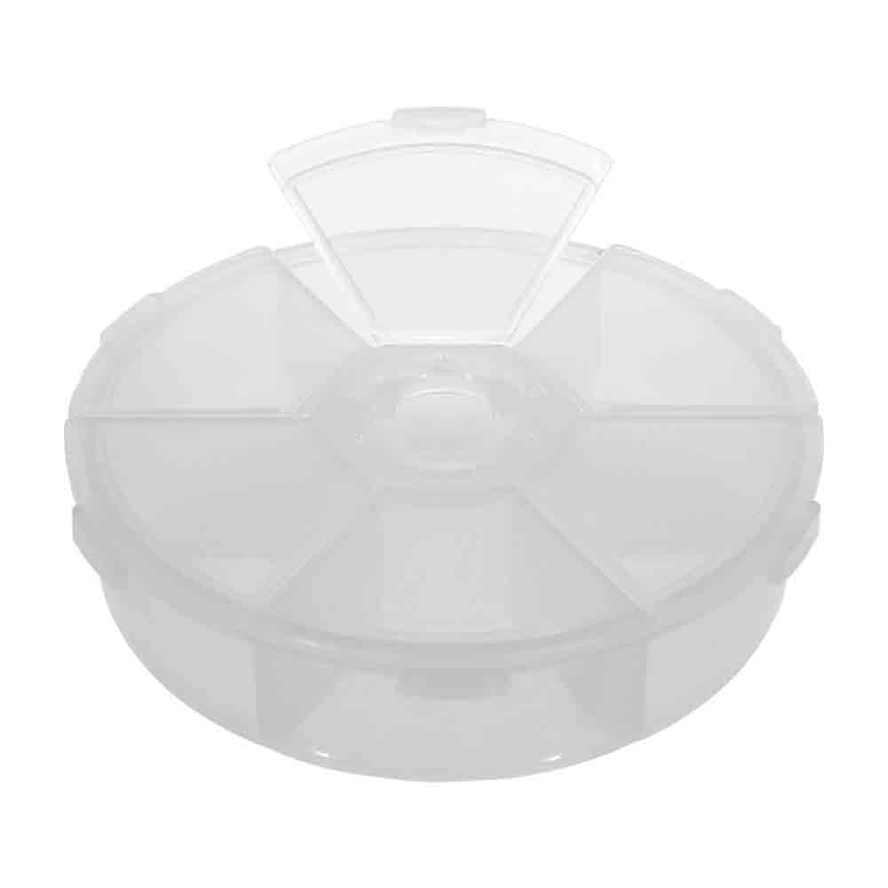 Craft County 6 Compartment Clear Plastic Flip Top Bead Storage Container - Organizer for Jewelry Making and Crafts