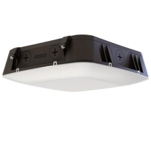 lithonia lighting cny led alo sww2 uvolt pe pir ddb m2 outdoor led canopy light with adjustable lumen output, switchable color temperature 3000k/4000k/5000k, photocell, and motion sensor, dark bronze