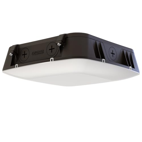 Lithonia Lighting CNY LED ALO SWW2 UVOLT PE PIR DDB M2 Outdoor LED Canopy Light with Adjustable Lumen Output, Switchable Color Temperature 3000K/4000K/5000K, Photocell, and Motion Sensor, Dark Bronze