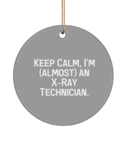 unique x-ray technician gifts, keep calm, i'm (almost) an, x-ray technician circle ornament from coworkers, gifts for coworkers, xray tech gift ideas, radiology tech gift ideas, imaging tech gift