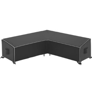 velway patio sectional sofa cover v-shaped waterproof super windproof sectional couch cover 100"x100" for outdoor garden heavy-duty uv resistant furniture cover with 2 air vents black