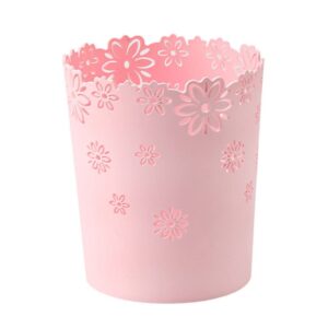 comebachome plastic trash can, waste paper bin flower lace waste basket round rubbish bin hollow garbage can for bedroom bathroom kitchen office l