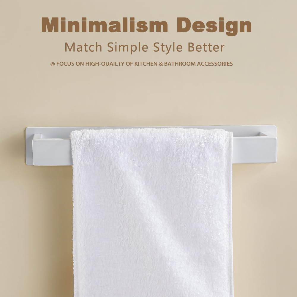 White Self Adhesive Towel Holder Bathroom Bath Towel Rack Stainless Steel Towel Bar Wall Mounted 50cm