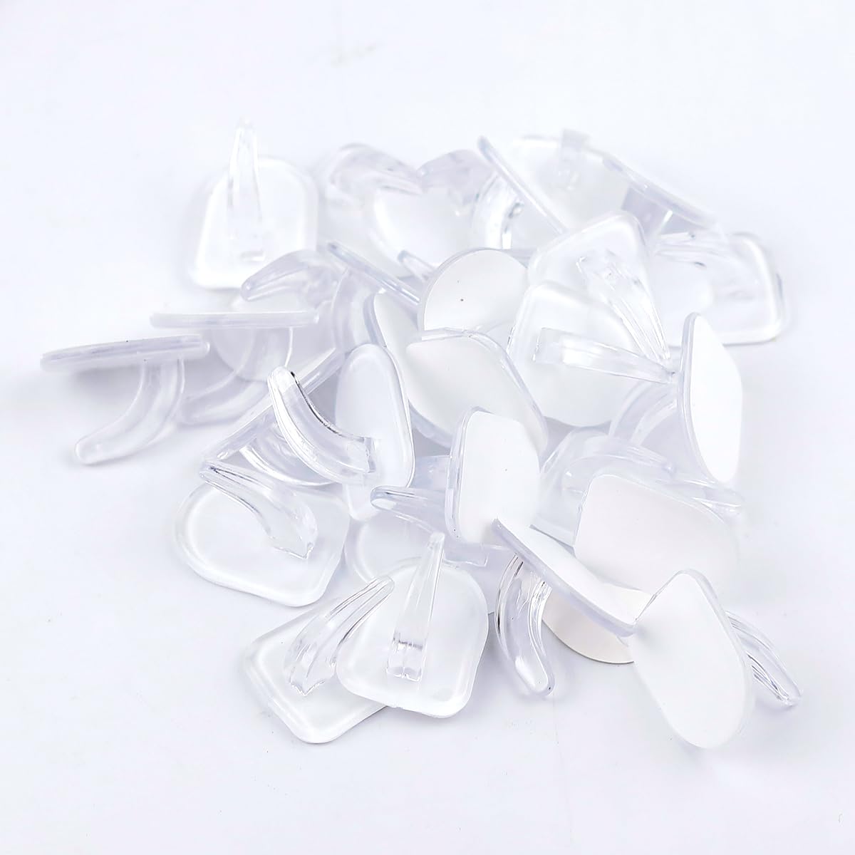 SHEHARUHI 40 Pieces Clear Adhesive Wall Hooks for Walls No Damage, Transparent Reusable Seamless Hangers Without Nails Small Acrylic Sticky Hooks for Kitchen Bathroom Bedroom Office