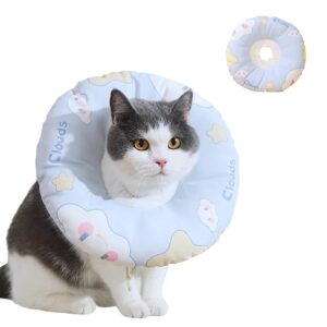 adjustable soft cat cone collar cloud pattern cat cone for cats small dogs kitten puppy after surgery prevent licking, waterproof(blue,large)