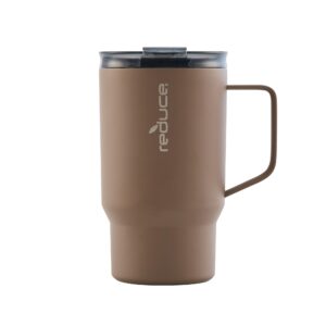 reduce hot1 18 oz hot1 stainless steel insulated mug with temperature adjusting lid - dual-wall vacuum, cupholder friendly - keeps drinks hot for 6 hours - ideal for coffee, tea & other - java