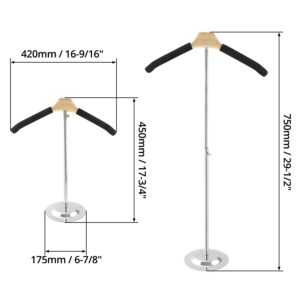 QWORK Adjustable Metal T-Shirt Display Stand, 2 Pack Foam & Wire Clothes Hanger Rack -16" to 28" for Coat Clothing Garment Retail, Craft Show