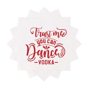 VOWFOO Funny Cocktail Napkins 100Pcs Trust Me You Can Dance Vodka Paper Napkins For Cocktail Party Nightclub Event Bachelorette Wedding Reception Bridal Shower Birthday Girls Night 5 x 5 2-ply (Vodka)