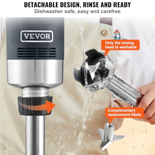 VEVOR Commercial Immersion Blender, 750W 20" Heavy Duty Hand Mixer, Variable Speed Kitchen Stick Mixer with 304 Stainless Steel Blade, Multi-Purpose Portable Mixer for Soup, Smoothie, Puree, Baby Food