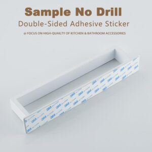 White Self Adhesive Towel Holder Bathroom Bath Towel Rack Stainless Steel Towel Bar Wall Mounted 50cm