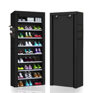 JINN CRAFT 10 Tiers Shoe Rack Storage Box for 27 Pairs, Foldable Shoe Rack, Foldable Shoes Organizer Cover, Shoe Cover Rack, Portable Shoe Storage Cabinet 158cm X 60cm X 30cm