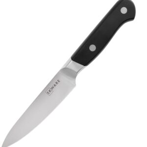 SKWARE 4" Paring Knife - Full Tang High Carbon German Steel - Compact Chef Knife for Peeling, Paring, Trimming of Meat, Fruit, Vegetables - Black