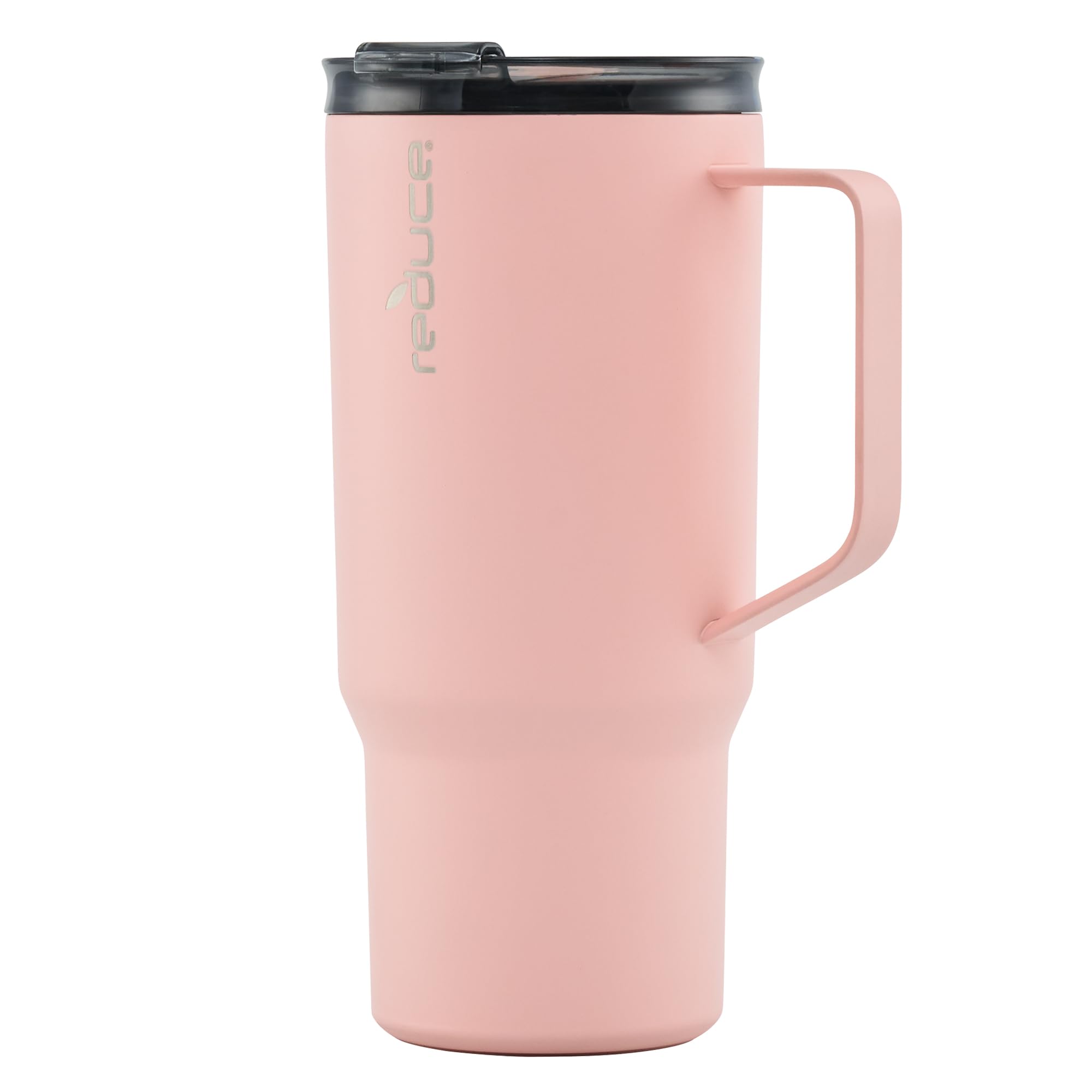 REDUCE 24 oz Hot1 Vacuum Insulated Mug for Hot Tea, Coffee and Other Hot Drinks - With Flo-Motion Lid and Handle, Single-Serve and Cupholder Friendly, Keeps Drinks Hot for up to 8 Hrs, Pink Salt