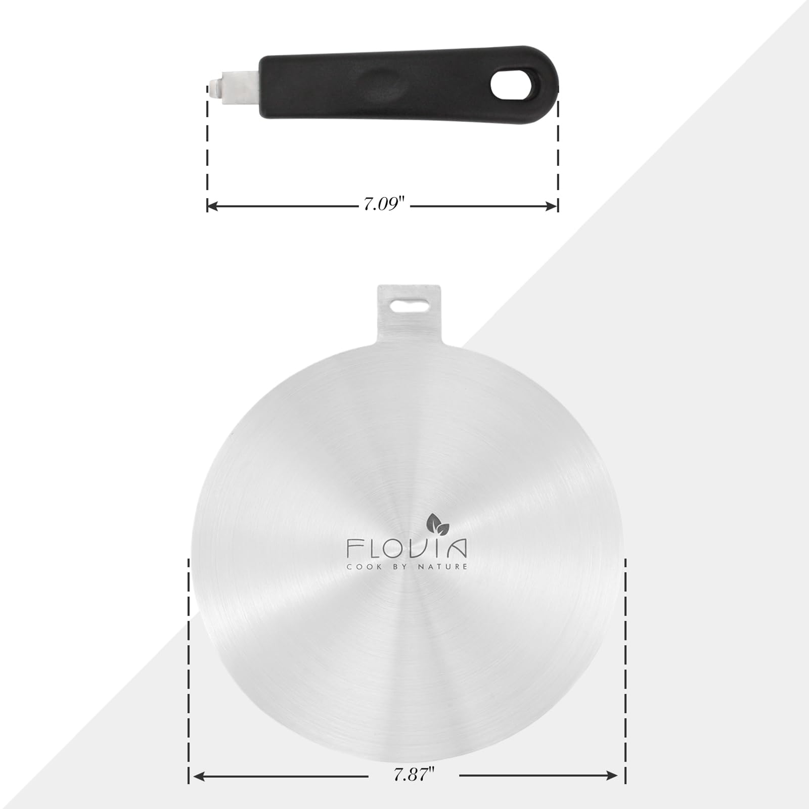 7.87inch Stainless Steel Induction Cooktop Adapter Plate, Heat Diffuser for Glass and Electric Cooktop, Detachable Handle