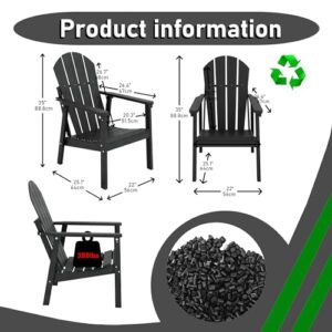 FOLAWO Adirondack Chair Set of 4 HDPE Weather Resistant Outdoor Adirondack Chair Fire Pit Chair for Deck, Garden, Backyard,Lawn