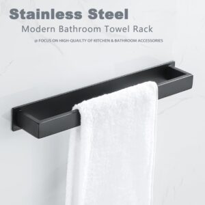 Black Adhesive Towel Rack Stainless Steel Bathroom Hand Towel Holder for Wall Kitchen Towel Hanger 30cm