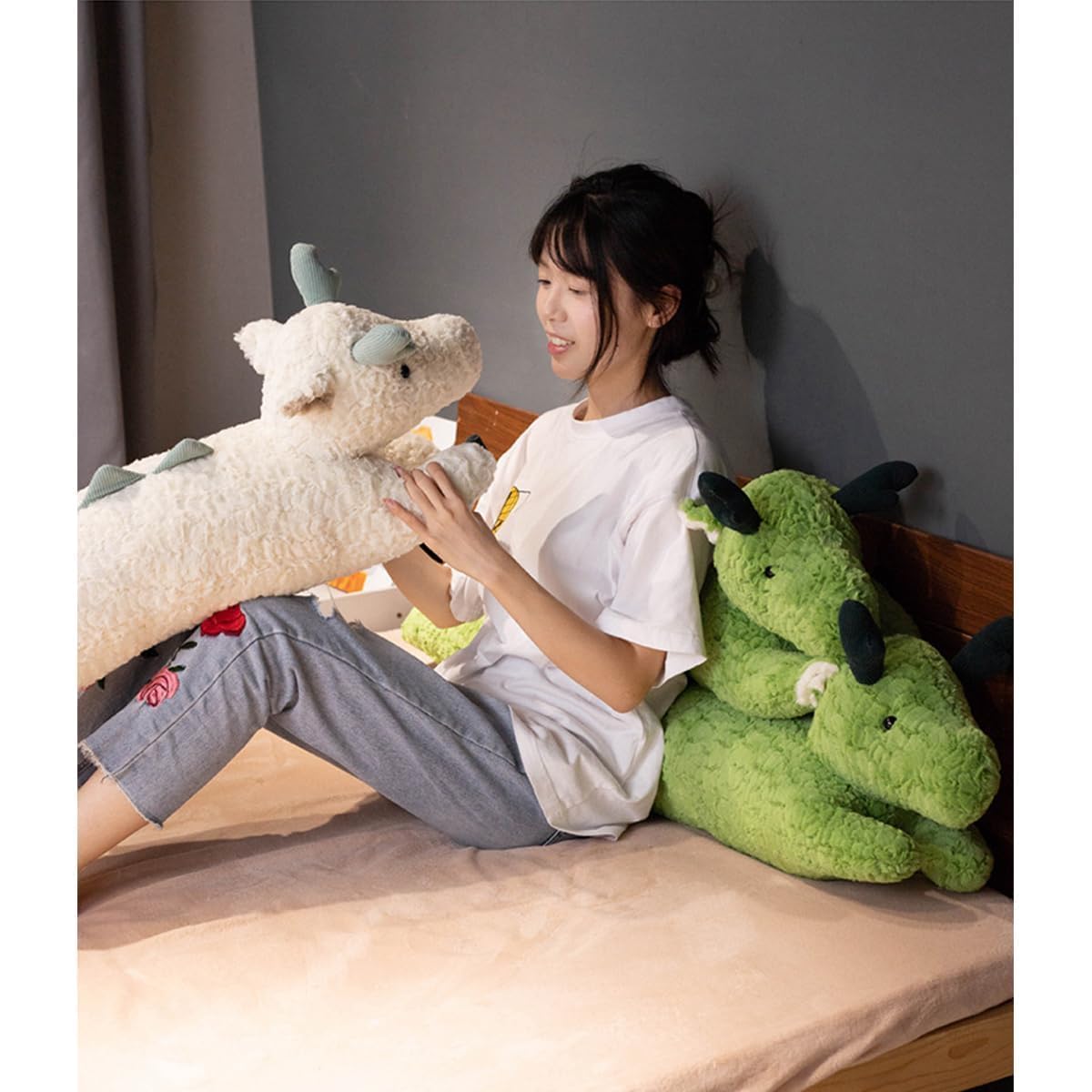 Hofun4U Dragon Plush Pillow, Dragon Stuffed Animal, Dragon Plush Long Body Pillow for Kids Adults (47 inch)