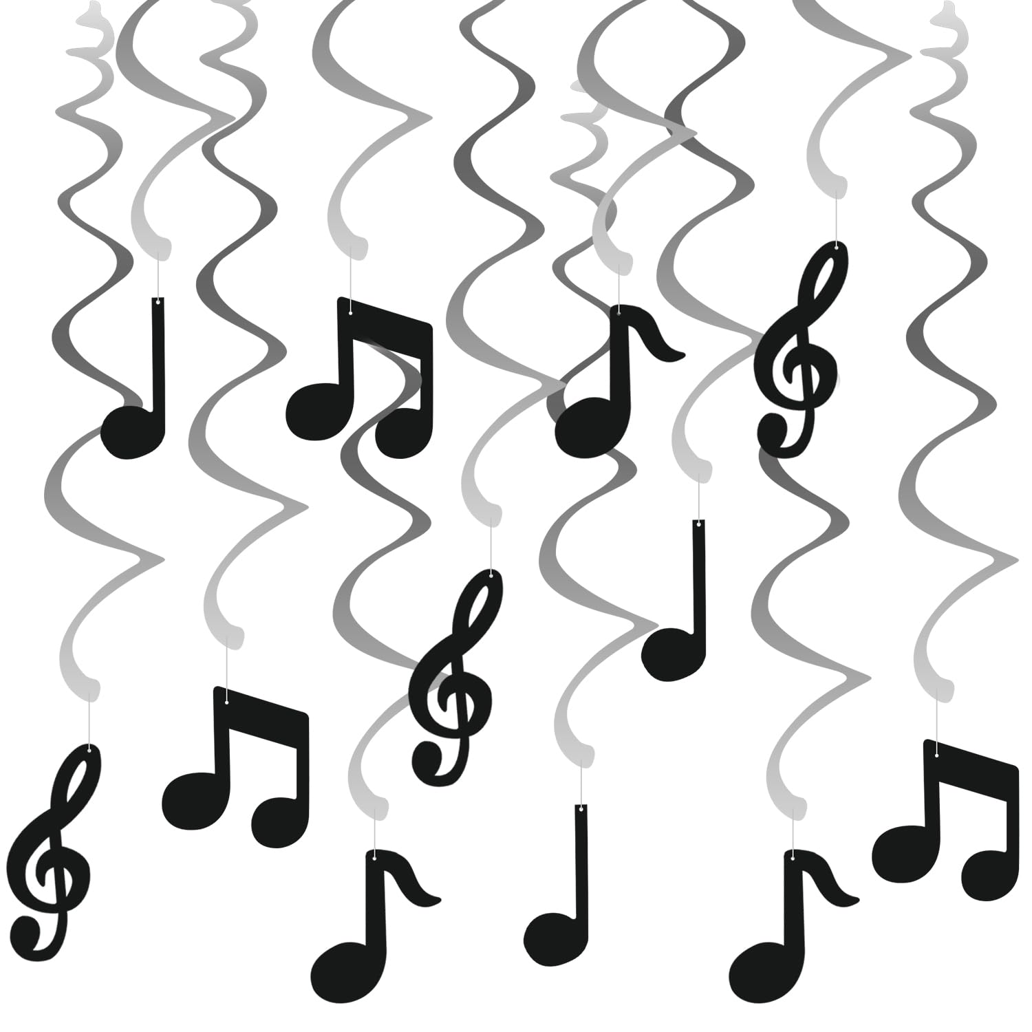 Dohia Music Notes Hanging Swirl Music Cutout Party Decorations Music Foil Swirl Cutout Spiral Party Favors Wedding Baby Shower Birthday Party Supplies D1-YFLXDS