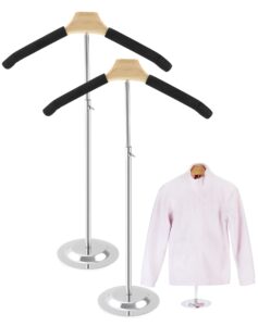 qwork adjustable metal t-shirt display stand, 2 pack foam & wire clothes hanger rack -16" to 28" for coat clothing garment retail, craft show