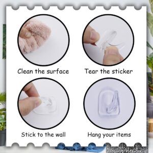 SHEHARUHI 40 Pieces Clear Adhesive Wall Hooks for Walls No Damage, Transparent Reusable Seamless Hangers Without Nails Small Acrylic Sticky Hooks for Kitchen Bathroom Bedroom Office