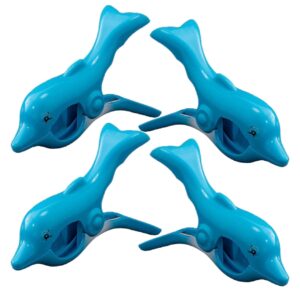 4 Pieces Towel Clips for Chairs Cruise Beach Towel Clips Beach Chair Clips Dolphin Flamingo Whale Watermelon (4 Pieces)