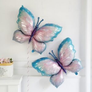 Daisy Butterfly Balloon Garland Arch Kit with Pastel Macarone Pink Blue Yellow Purple Gold Latex Balloons for Birthday Party Wedding Decorations (Macarone)