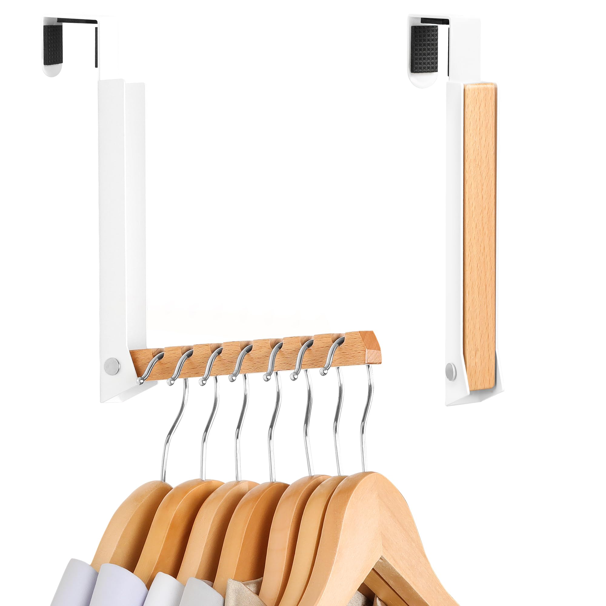 TERRA HOME Over The Door Clothes Hanger – Portable Retractable Travel-Friendly Laundry Room Hanging Rack – Convenient Over The Door Drying Rack for Laundry Ease - 2PCS (White)