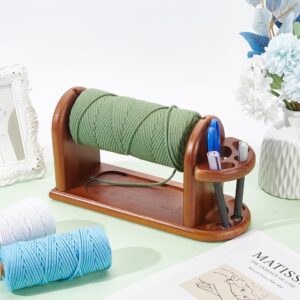 WEBEEDY Wooden Yarn Ball Holder Crochet Knitting Yarn Rack Stand Horizontal Spinner Sewing Thread Storage Organizer for Thread Crocheting Knitting Supplies Dispenses