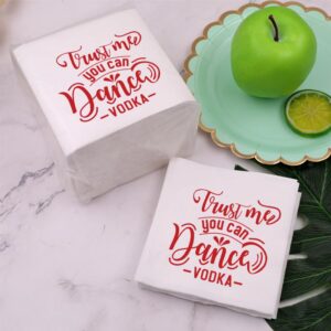 VOWFOO Funny Cocktail Napkins 100Pcs Trust Me You Can Dance Vodka Paper Napkins For Cocktail Party Nightclub Event Bachelorette Wedding Reception Bridal Shower Birthday Girls Night 5 x 5 2-ply (Vodka)