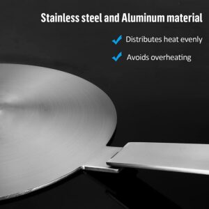 7.87″ inch Heat Diffuser Stainless Steel with Removable Handle, Induction Adapter Plate for Induction Electric Gas Glass Cooktop, Heat Transfer Conduction Plate, Defrosting Frozen Food