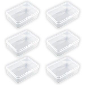 6 mini clear plastic storage boxes with lids clear rectangular boxes small clear containers for small items such as brooches earrings candy and other handmade accessories storage, 3.3 x 2.4 x 1 inch