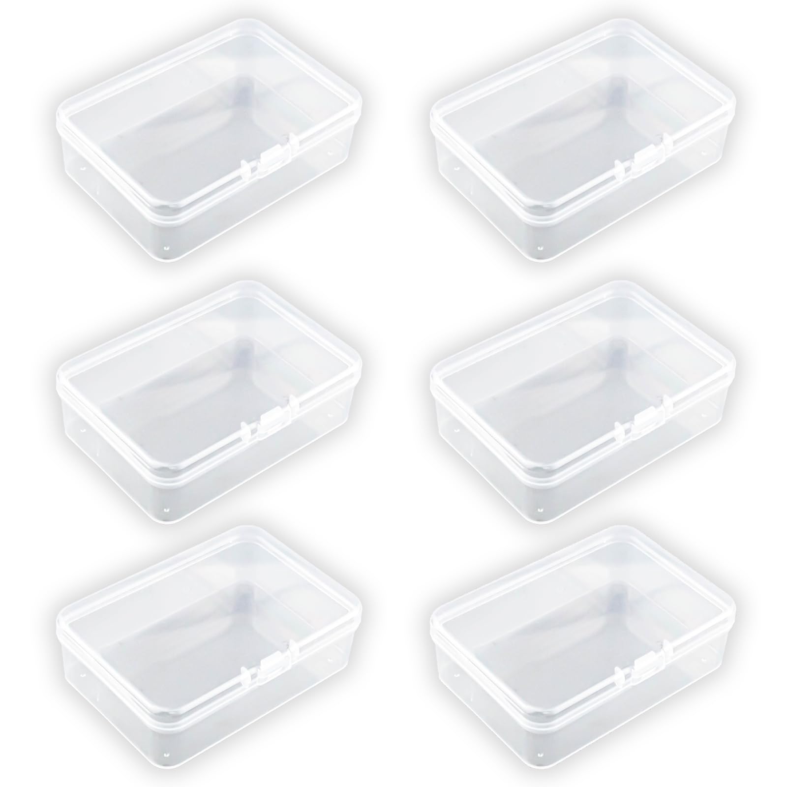 6 Mini Clear Plastic Storage Boxes with Lids Clear Rectangular Boxes Small Clear Containers for Small Items Such as Brooches Earrings Candy and Other Handmade Accessories Storage, 3.3 X 2.4 X 1 Inch